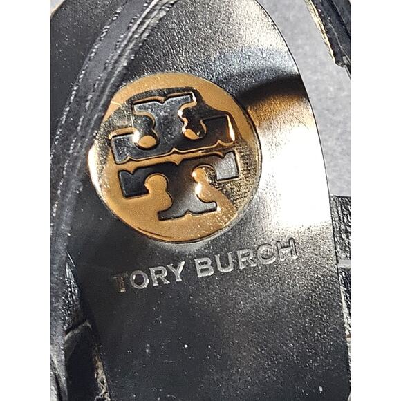 Tory Burch Shoes Womens Size 6 Black Cork Wedge Open Toe Sandals Shoes - Picture 6 of 12